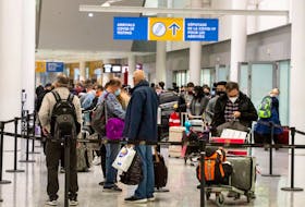 Travellers make their way to the Covid 19 testing area at Toronto Pearson International Airport Terminal 1. Peter J. Thompson/National Post