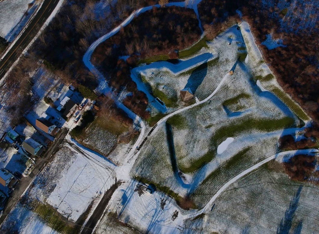 A campaign is underway to prevent the lots, pictured to the bottom left of Fort Edward National Historic Site, from being sold to a developer. The West Hants Historical Society would like to see a museum or something that will help tell the area’s history be constructed there instead.
Alex Hanes 
