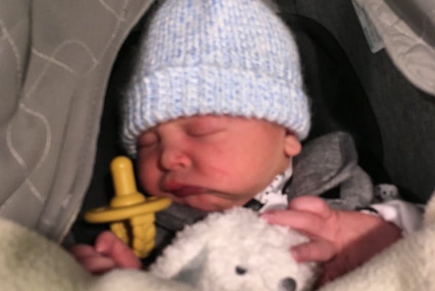 Roman Dube was the first baby born in Nova Scotia in 2022. The eight-pound, five-ounce boy was delivered at the Valley Regional Hospital just three minutes past midnight on Jan. 1. The proud parents are Angela and Brandon Dube of Lockhartville. CONTRIBUTED