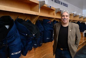 In this file photo, Brendan McCarthy is shown in what was his frequent workplace away from the office — the home team dressing room at Mile One Centre (now Mary Brown’s Centre) in St. John’s. — File photo/Keith Gosse/The Telegram