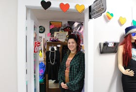 Janelle Clyke in the doorway of her New Glasgow business. 
