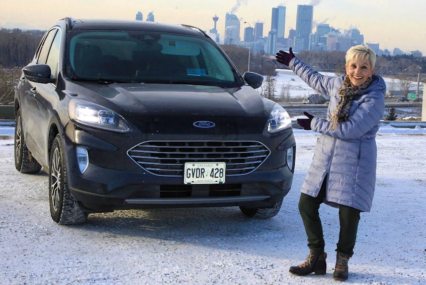 Fay Neff with the 2021 Ford Escape PHEV. Brendan Miller/Postmedia News