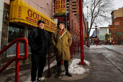 Gabriel Yee and Vicki Chau are the creators of a new podcast called Views from Chinatown they were photographed outside the Golden Inn in Calgary on Thursday, January 20, 2022. The Golden Inn is the focus of their first episode.

Gavin Young/Postmedia