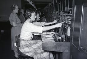 MT&T telephone operators on the job in 1954. Contributed • Beaton Institute, CBU, Abbass Studios. 6476.1. 