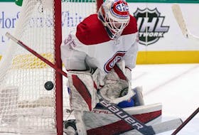Canadiens goaltender Sam Montembeault has stopped 97 or the last 104 shots he faced over the last two games for a .933 save percentage.