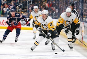 Pittsburgh Penguins centre Sidney Crosby carries the puck against the Columbus Blue Jackets during the third period at Nationwide Arena on Friday.