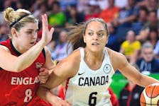 Daneesha Provo (right) has joined the St. F.X. coaching staff, is studying for her real estate licence and hosts Zoom conference calls with minor basketball players while she rehabilitates from a devastating Achilles injury she suffered during last spring's Canada Basketball senior women’s national team training camp. - CANADA BASKETBALL