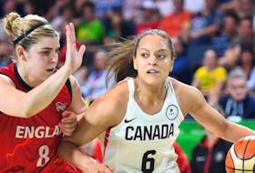 Daneesha Provo (right) has joined the St. F.X. coaching staff, is studying for her real estate licence and hosts Zoom conference calls with minor basketball players while she rehabilitates from a devastating Achilles injury she suffered during last spring's Canada Basketball senior women’s national team training camp. - CANADA BASKETBALL