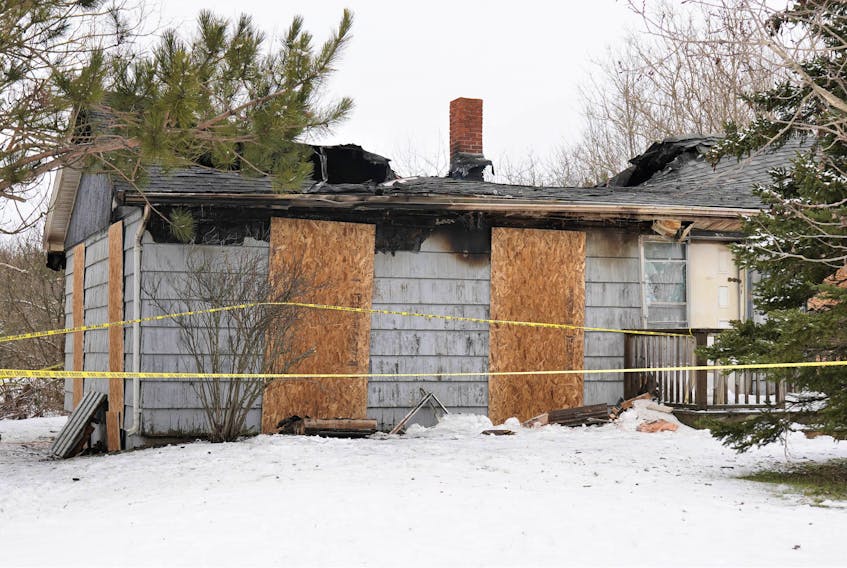 The extensive fire damage to the Salmon River Road residence in Murray Siding.