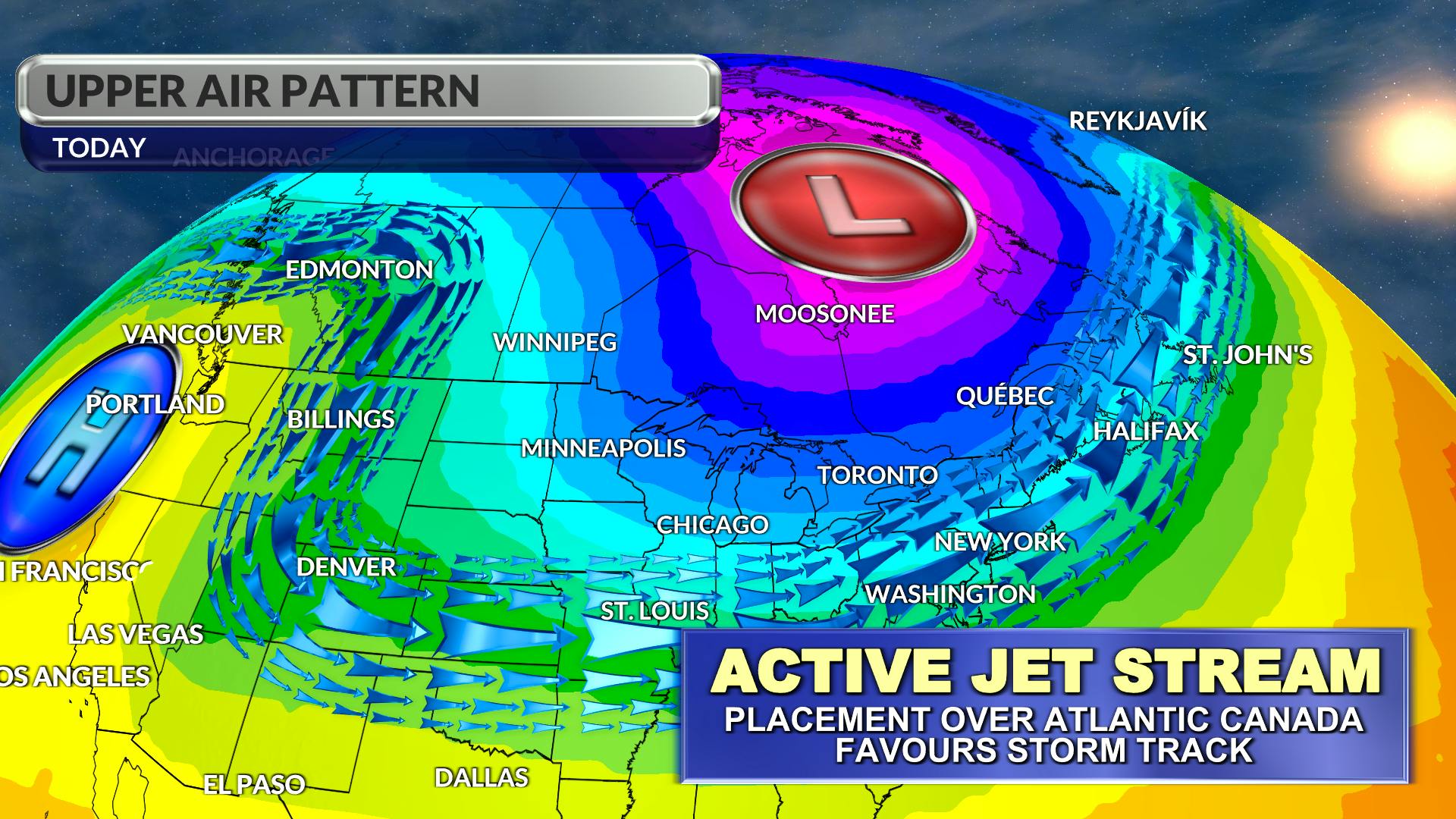 Jet stream and upper air pattern on Tuesday - WSI