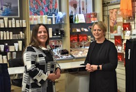 Executive director with Canadian Mental Health Association Colchester-East Hants branch, Susan Henderson (left), joined Elegant Steps owner Karen Baillie is her Inglis Street store, to chat about the upcoming Women in Wellness event.