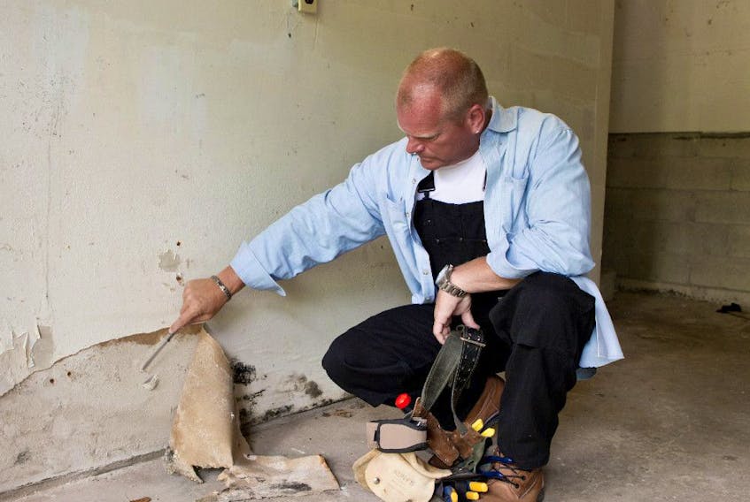Mike Holmes on location in a basement: Water stains, puddles, condensation and, in extreme cases, a wall that feels squishy when touched are all warning signs that you could have moisture issues. 
