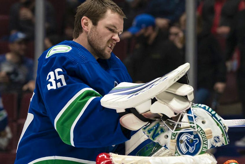 Goalie Thatcher Demko hasn't been cleared to return to action.