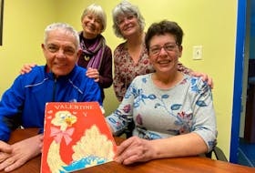 A single valentine has played an important part in keeping a fun mystery alive for these people. Front: Phil Mooney, Allison Mooney-Nickerson, rear: Jayne Saunders and Marilyn Mooney Webster.
CARLA ALLEN • TRI-COUNTY VANGUARD