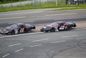 Chris Reid of Sydney is shown driving the No. 42 car during the Nova Truck Centres Make-A-Wish 150 in 2019 at Scotia Speedworld in Halifax. PHOTO SUBMITTED/PAT HEALEY