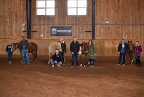 Participants in a recent Wounded Warriors Canada program at Sumac Farms in Pictou County. From left: Denika Fercho, Steve Gray, facilitators Todd Burn and Gary Dawe, Kyle Josey, Lauren Josey, Shawn Weir and Carol-Ann Organ.