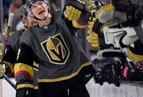 Nick Holden playing for the Las Vegas Golden Knights.