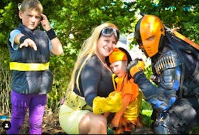 Left to Right: Nicholas Blois as Jericho, Sarah Blois as Terra, Charlotte Blois as Fifty Sue and Keith Blois as Slade. Image from Instagram: maginecosplay