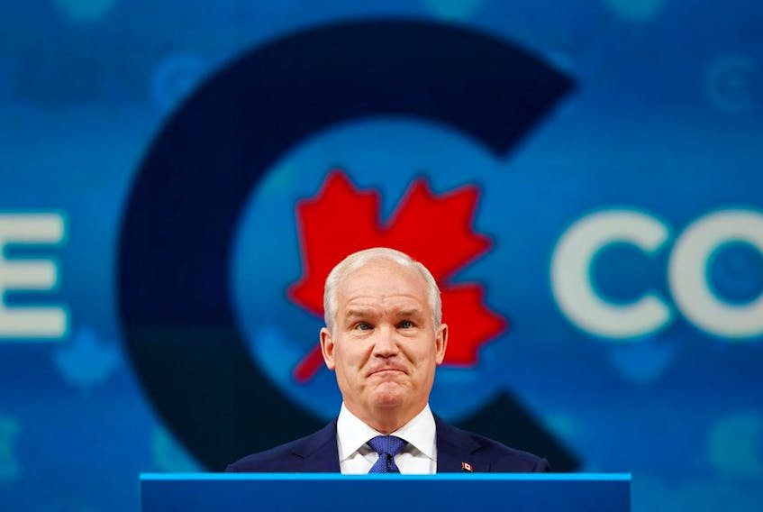 Conservative Leader Erin O'Toole during an election-night party in Oshawa, Ont., on Sept. 21, 2021
