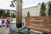  The Fairmont Chateau Lake Louise stands at Lake Louise, Alta., about 180 kilometres west of Calgary, Alta., on Thursday, Oct. 13, 2016.