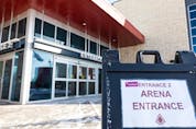  The arena entrance is seen to Terwillegar Community Recreation Centre in Edmonton, on Thursday, Feb. 11, 2021. Outside food and drink is no longer permitted inside City of Edmonton facilities in effort to curb rapid spread of Omicron variant.