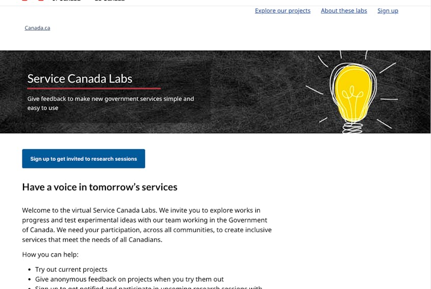 The homepage of the new Service Canada Labs website. “For every 10 words we write on this team, one word is for the site itself — the actual thing we are trying to release — and nine words are for internal governance, to be read once or twice (if ever), and then filed away somewhere,” one of its developers wrote in a blog post.