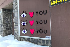Nina Elliott’s work on the side of an abandoned building on Broadway in Corner Brook. The art is a part of a provincewide project by Elliott that can be found in three other centres. Each installation hopes to help people with their mental health. 