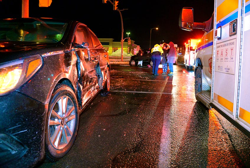 As first responders were tending to a collision scene in the east end of St. John's, a second crash occured nearby. Keith Gosse/The Telegram