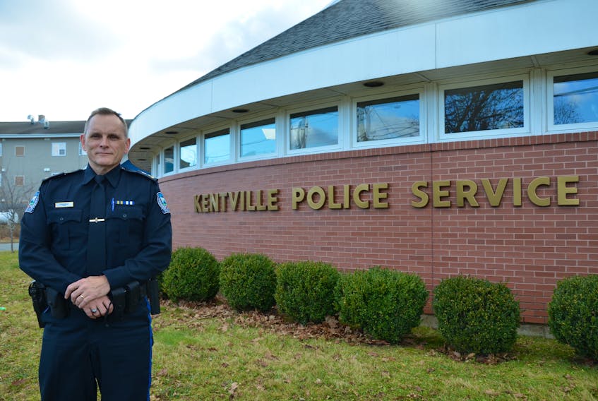 Chief Jim Butler of the Kentville Police Service says mentoring younger officers is one of the key reasons why he took the job. KIRK STARRATT