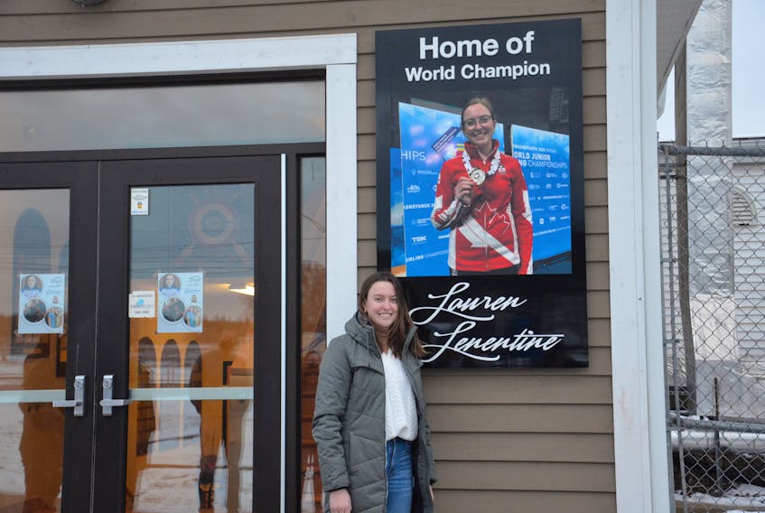 Lauren Lenentine stands by a new sign bearing her name at the main entrance of the Cornwall Curling Club. A rebranding of the club’s name officially took place during a ceremony on Jan. 5. The facility is now known as the Cornwall Curling Club, Home of World Champion Lauren Lenentine. Lenentine is a two-time world junior curling champion.