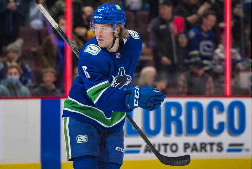 Brock Boeser was sidelined under the National Hockey League’s COVID protocols on Dec. 29 and has missed the Canucks’ last three games.