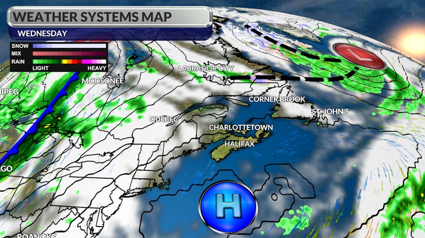 A ridge of high-pressure continues to keep conditions relatively calm across Atlantic Canada.