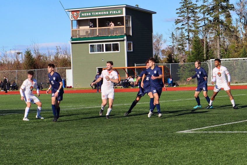 The Cape Breton Capers and St. Francis Xavier X-Men tied 1-1 in a Thanksgiving Day match at CBU's Ness Timmons Field. CONTRIBUTED
