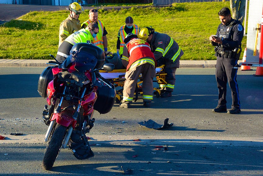 The male driver of a motorcycle was hospitalized following a collision in St. John's Wednesday afternoon. Saltwire staff