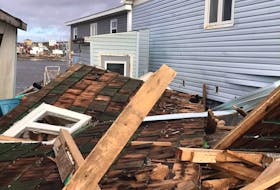 The entrance to Tracy Spencer’s Port aux Basques apartment is surround by debris from post-tropical storm Fiona. - Contributed