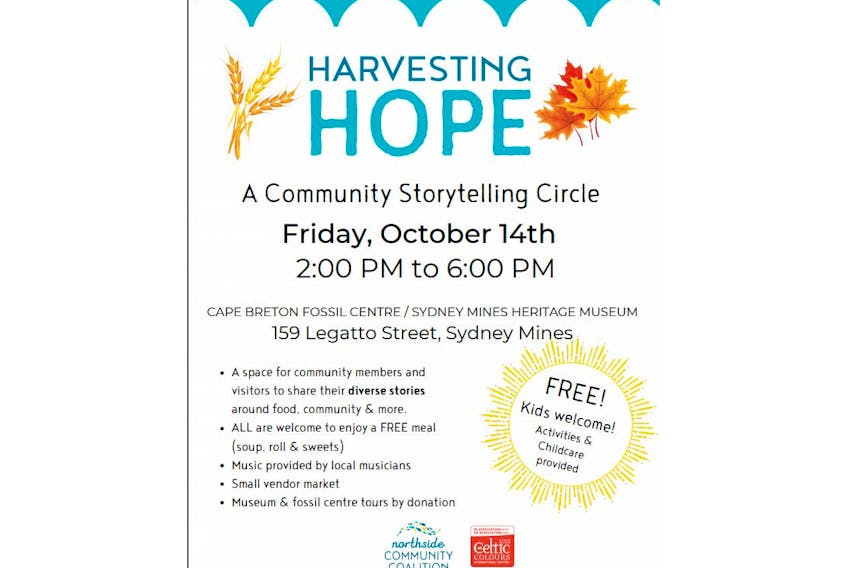 Northside Rising Coalition is hosting a story circle on Oct. 14 in Sydney Mines to gather residents around to tell stories of growing up on the northside. Contributed