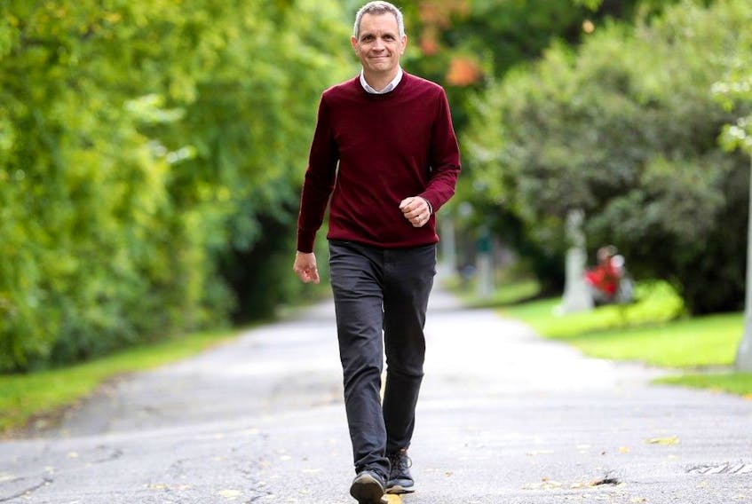 Mayoral candidate Mark Sutcliffe, photographed near his favourite place in Ottawa around Queen Elizabeth Drive near Confederation Park - the finish line of the Ottawa marathon.