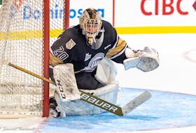 Charlottetown Islanders goaltender Oliver Satny watches the play during a Quebec Major Junior Hockey League contest at Eastlink Centre in Charlottetown last season. The 19-year-old Czech Republic product was traded to the Cape Breton Eagles on Tuesday. DARRELL THERIAULT/CHARLOTTETOWN ISLANDERS