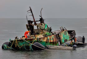 The Don Cadegan fishing vessel was removed from Murder Island off Yarmouth County where it ran aground in February 2016. The salvage and removal of the derelict vessel was carried out earlier this month by T&T Ocean Rescue. ERVIN OLSEN PHOTO