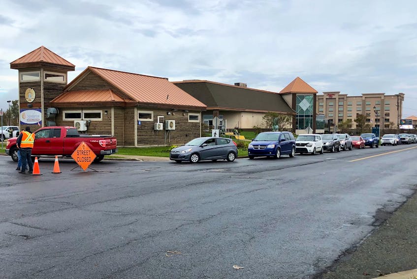 The line-up for gas at a station in Membertou wrapped around the corner and went down a number of blocks Wednesday morning (September 28). The community were one of few with open gas stations after post-tropical storm Fiona. NICOLE SULLIVAN / CAPE BRETON POST