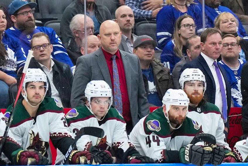  A file photo of Coyotes head coach André Tourigny, who was an assistant for Canada’s team in last spring’s world hockey championship along with the Senators’ D.J. Smith.
