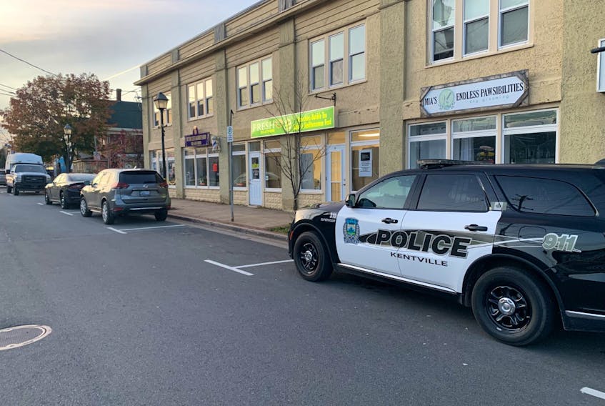 Kentville police were called to this River Street Apartment early Sunday, Oct. 23 after an injured person was found in the building. - Ian Fairclough