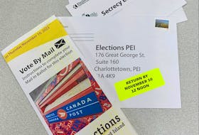 Those who request a mail-in ballot for P.E.I.'s school board election by Oct. 29 will be sent a package that includes the ballot, information on how to vote, a security envelope to seal the ballot in, another envelope to declare the voter's identity, and an outer, stamped envelope to mail the ballot back to Elections P.E.I. SaltWire Network image