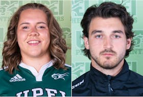 UPEI Panther rugby player Emily Duffy, left, and Kyle Maksimovich of the men’s hockey team were named UPEI Subway athletes of the week for the week of Oct. 17. Contributed