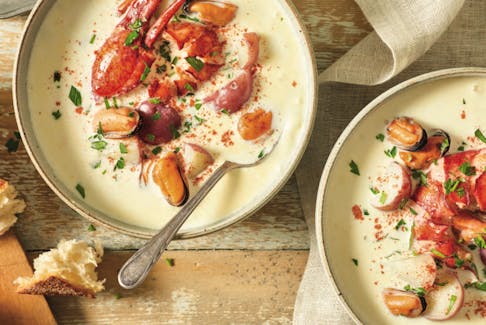 A bowl of lobster and mussel chowder is a great warm-me-up for cool Autumn evenings.