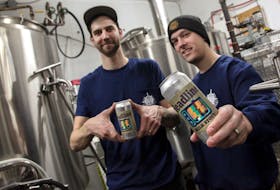 FOR SPURR STORY:
Brewer, Josh Herbin left and Peter Burbridge of the North Brewing Company, seen with cans of their Headline Milk Stout which won regional and is now off to nationals…for beer awards….see story for more details.

Tim Krochak/The Chronicle Herald