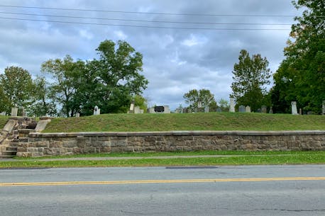 Stone retaining wall around 18th century Windsor, N.S., cemetery getting repaired in 2023