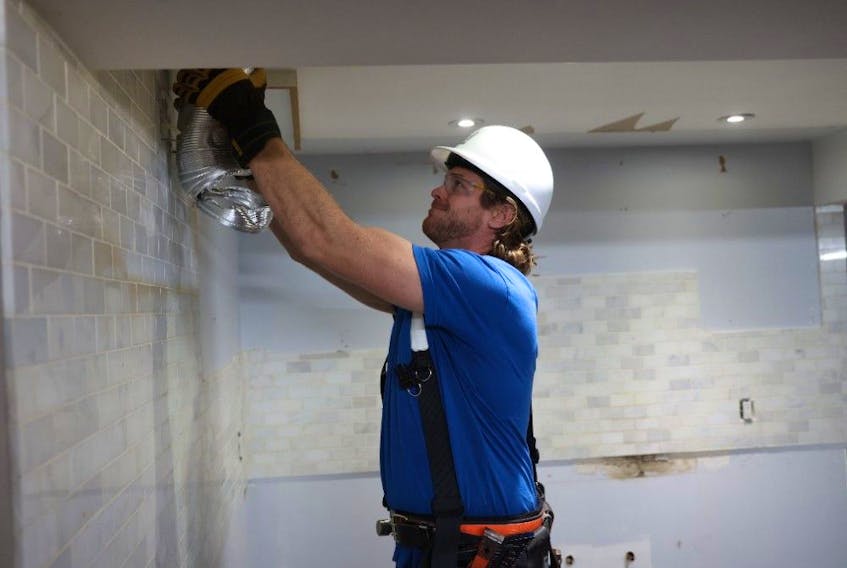 There are many ways for homeowners to improve the indoor air quality in their home and we try to make improvements in every home we do. Michael removing kitchen exhaust ductwork during a demo in Holmes Family Rescue. 