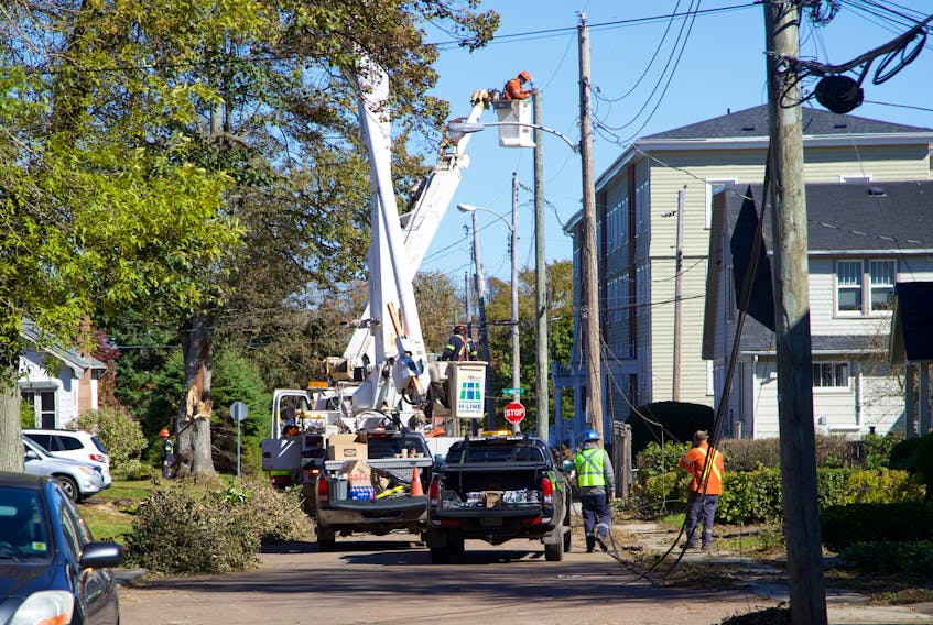 Over 1,000 customers were reconnected to power on Oct. 4 as electric crews worked through small pockets of outages across P.E.I. Kim Griffin, spokesperson for Maritime Electric, says there were still 8,000 customers without power as of 5 p.m.