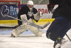 William Stonehouse will be on the ice this weekend for Team Nova Scotia at the Atlantic Challenge Cup. The Sydney goaltender will play in the tournament's Quebec Major Junior Hockey League Cup and will kick things off on Friday night against P.E.I. JEREMY FRASER/CAPE BRETON POST.